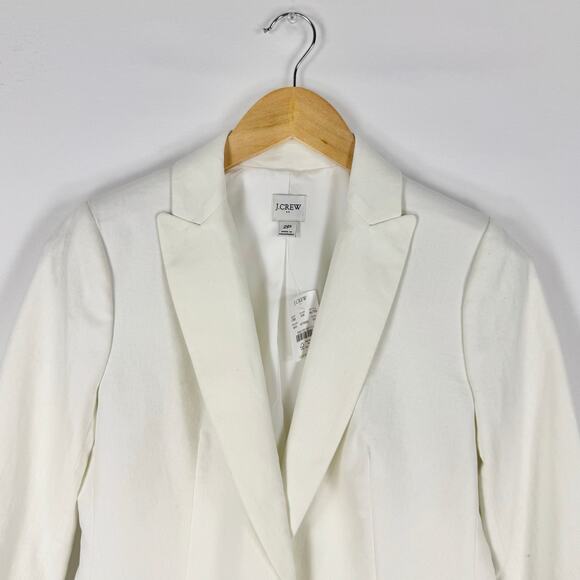 J Crew Factory Womens Linen Blend One Button Blazer Size 2 Petite White - Picture 5 of 16
